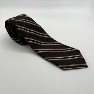Peter Millar Ties Mens OS Gray Brown Excellent Hand Folded Striped Silk